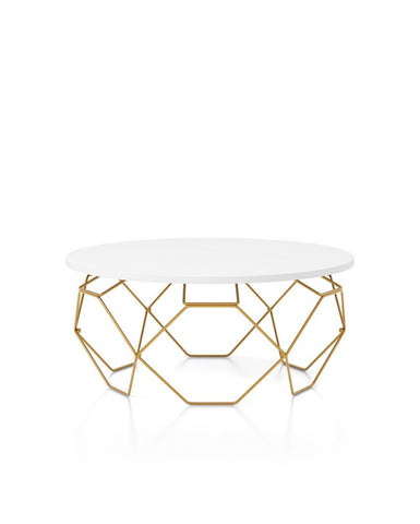 Coffee Table with Gold Wire Metal Frame - Decor Mantra 