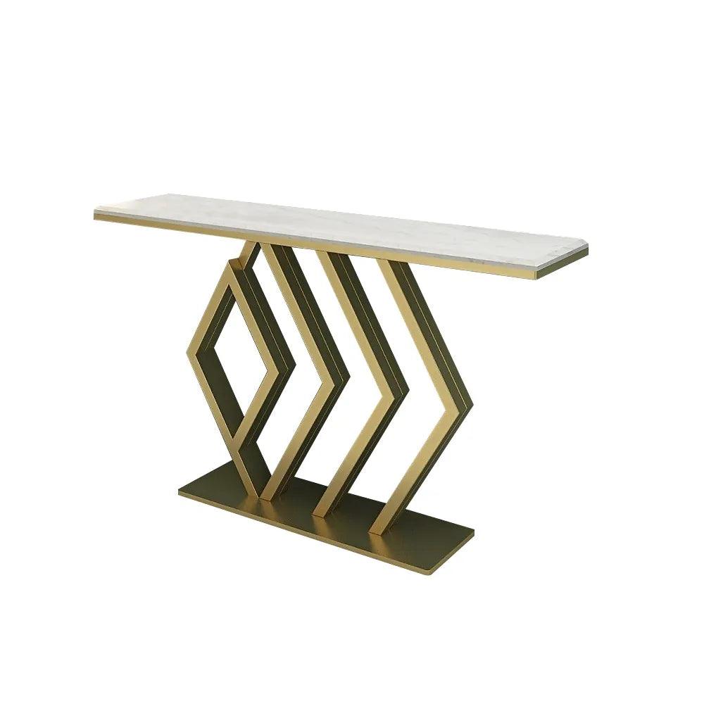 Classic Design Golden Console Table in Geometric Pattern - Decor Mantra 