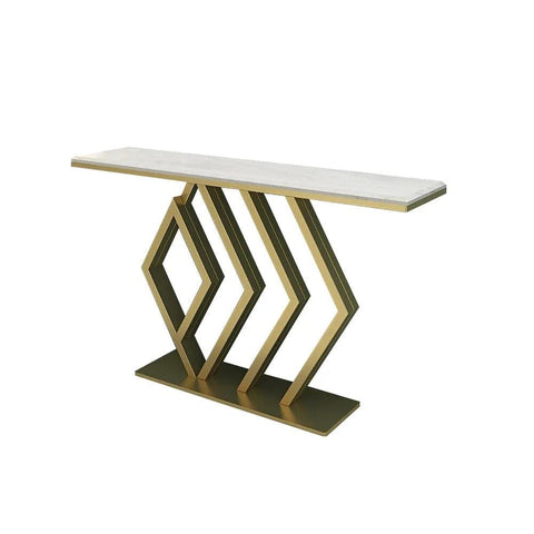 Classic Design Golden Console Table in Geometric Pattern - Decor Mantra 
