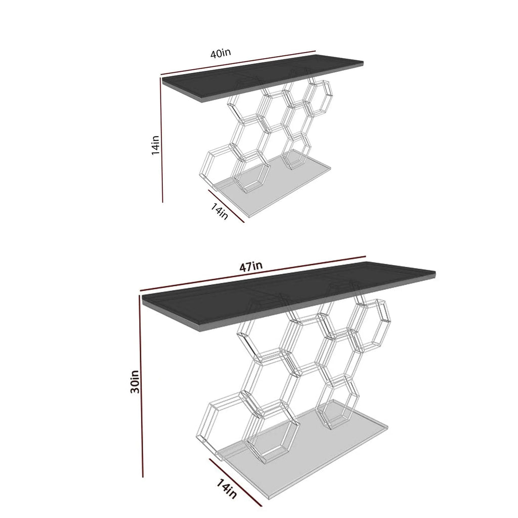 Honeycomb Motif Golden Metal Finish Console Table - Decor Mantra 