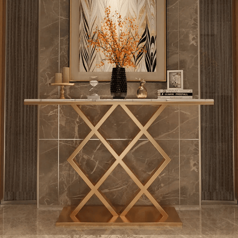 Geometric Criss Cross Pattern Contemporary Console Table - Decor Mantra 