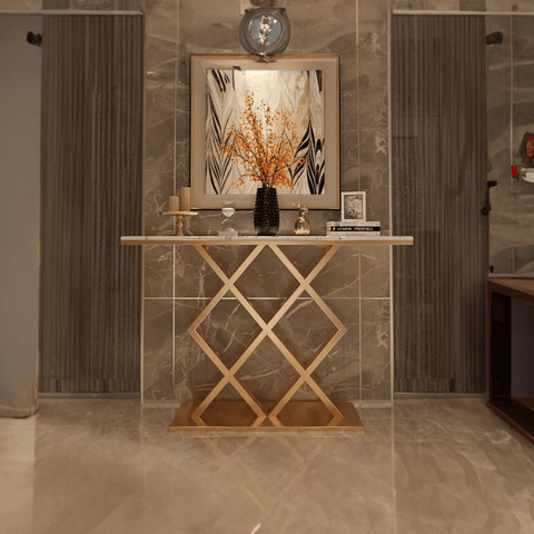 Geometric Criss Cross Pattern Contemporary Console Table - Decor Mantra 