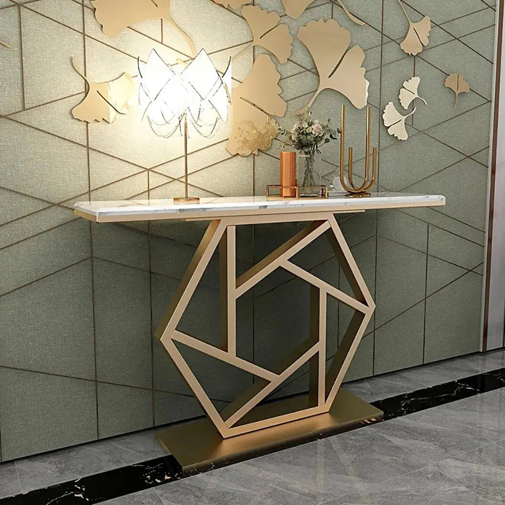 Sleek Gold Narrow Metal Console Table - Decor Mantra 
