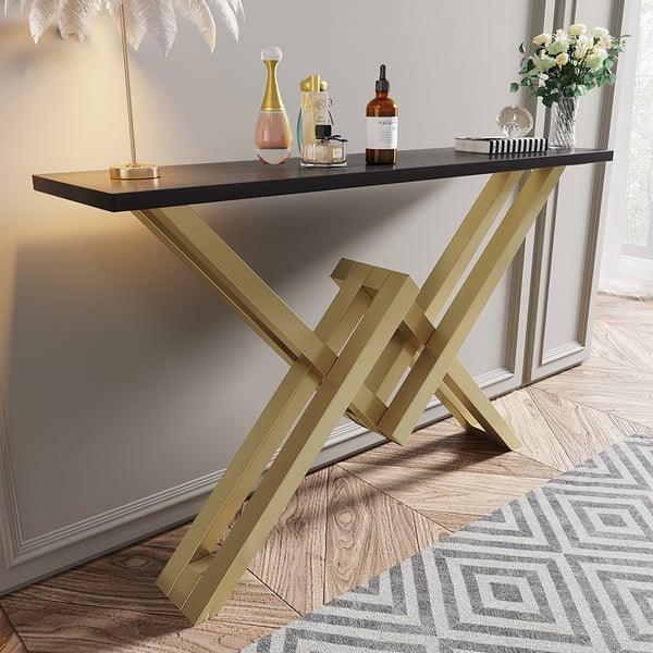 Console Table with Durable Stainless Steel and PVD Coated Marble - Decor Mantra 
