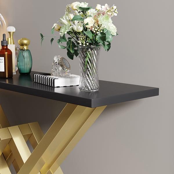 Console Table with Durable Stainless Steel and PVD Coated Marble - Decor Mantra 