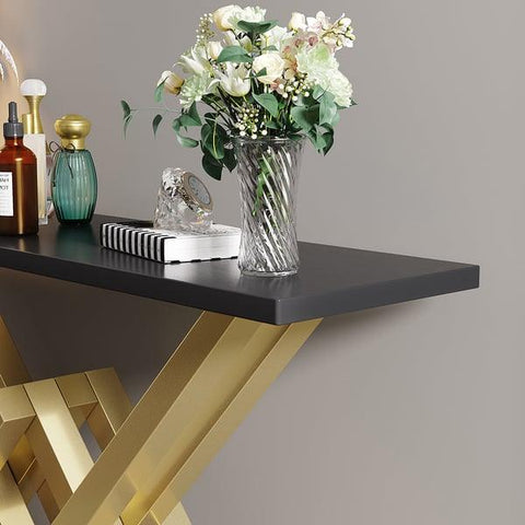 Console Table with Durable Stainless Steel and PVD Coated Marble - Decor Mantra 