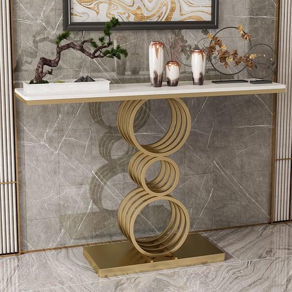 Modern Console Table with Marble and Metal Design - Decor Mantra 