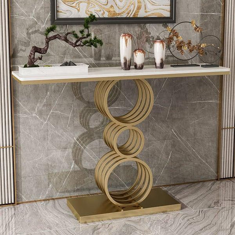 Modern Console Table with Marble and Metal Design - Decor Mantra 