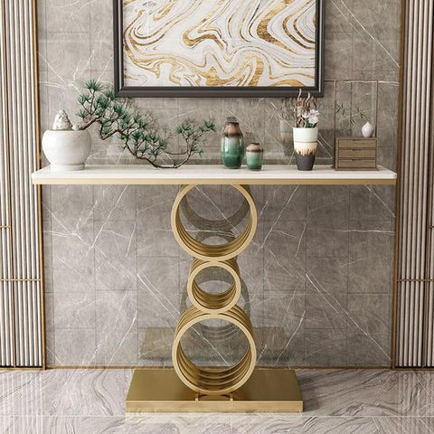 Modern Console Table with Marble and Metal Design - Decor Mantra 