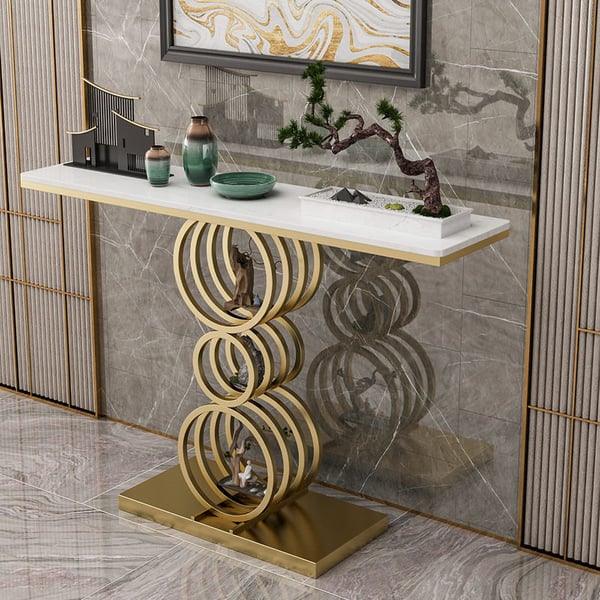 Modern Console Table with Marble and Metal Design - Decor Mantra 