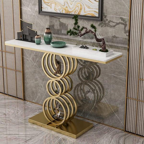 Modern Console Table with Marble and Metal Design - Decor Mantra 