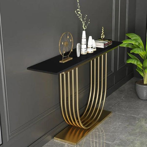 Metal Frame Console Table with Marble Top - Decor Mantra 