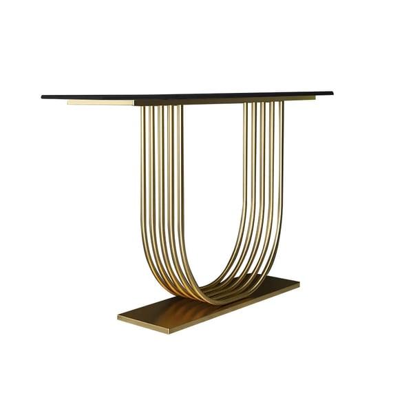 Metal Frame Console Table with Marble Top - Decor Mantra 