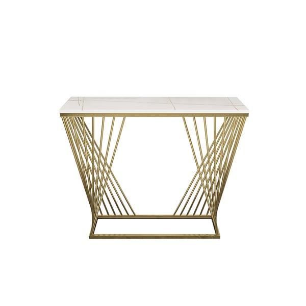 Modern Golden Console Table with Trapezoid Design - Decor Mantra 