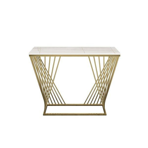 Modern Golden Console Table with Trapezoid Design - Decor Mantra 