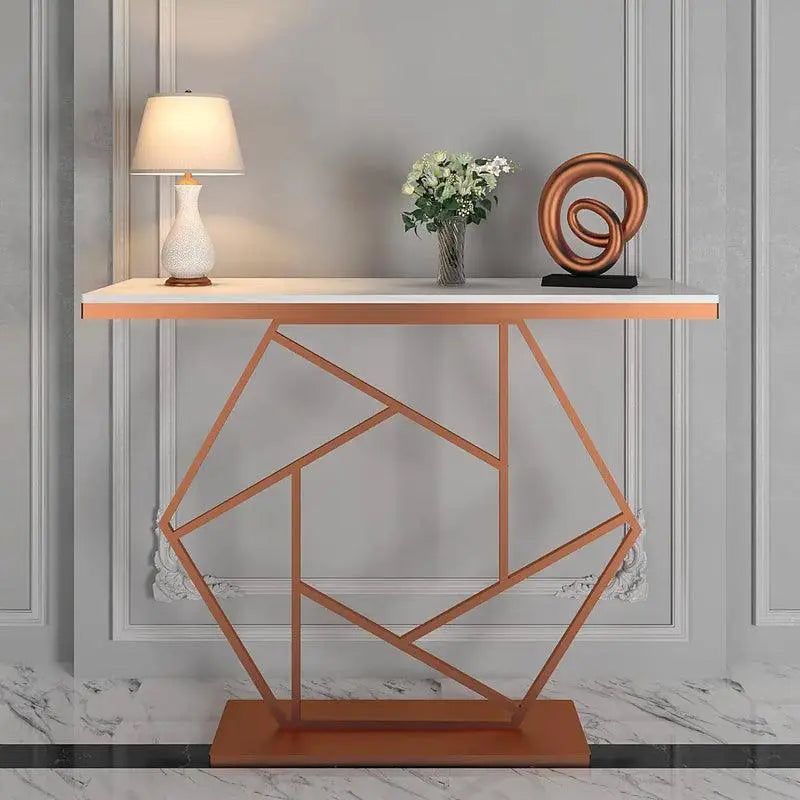 Contemporary Hexagonal Metal Console Table - Decor Mantra 