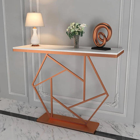 Contemporary Hexagonal Metal Console Table - Decor Mantra 