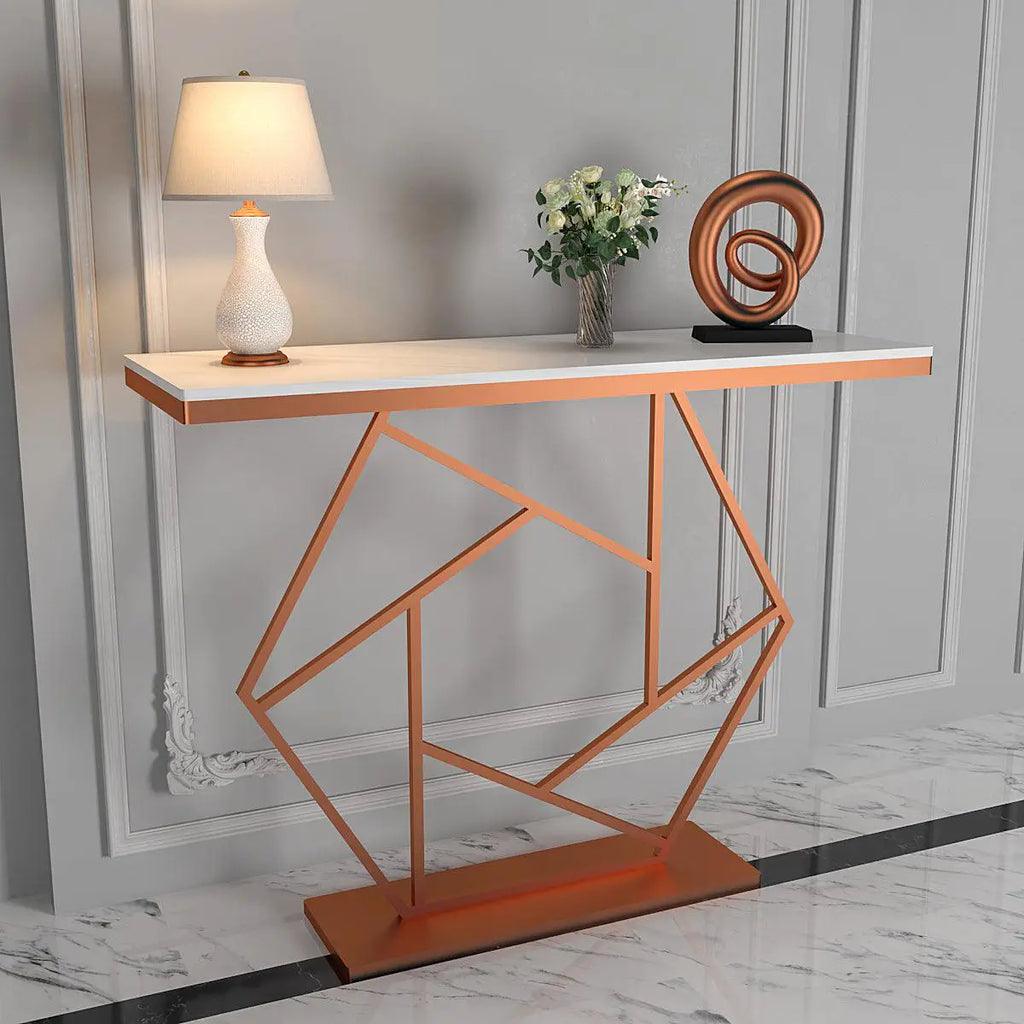 Contemporary Hexagonal Metal Console Table - Decor Mantra 
