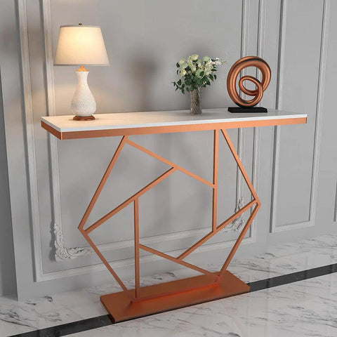 Contemporary Hexagonal Metal Console Table - Decor Mantra 