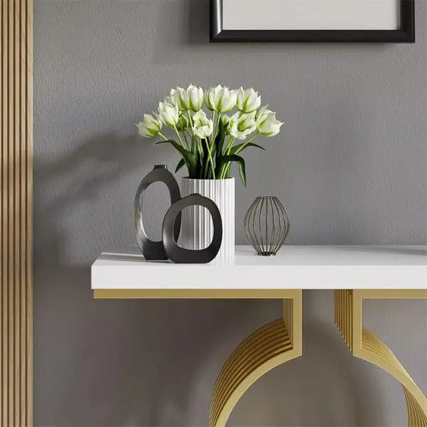 Marble Console Table in PVD-Coated Stainless Steel - Decor Mantra 