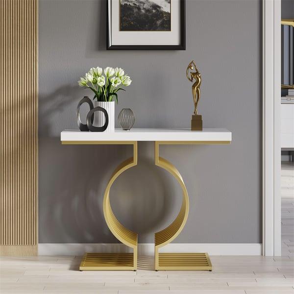 Marble Console Table in PVD-Coated Stainless Steel - Decor Mantra 