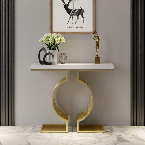 Marble Console Table in PVD-Coated Stainless Steel - Decor Mantra 