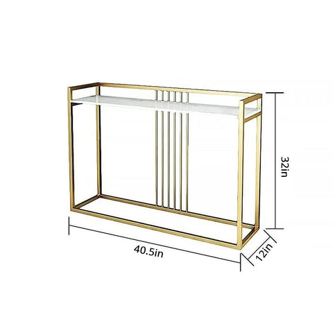 Modern Console Table Adorned with Sleek Golden Rods - Decor Mantra 