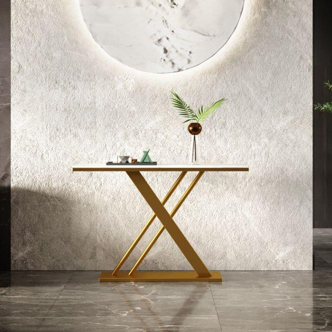 Console Table with PVD-Coated Metal Construction and Marble Top - Decor Mantra 