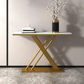 Console Table with PVD-Coated Metal Construction and Marble Top - Decor Mantra 