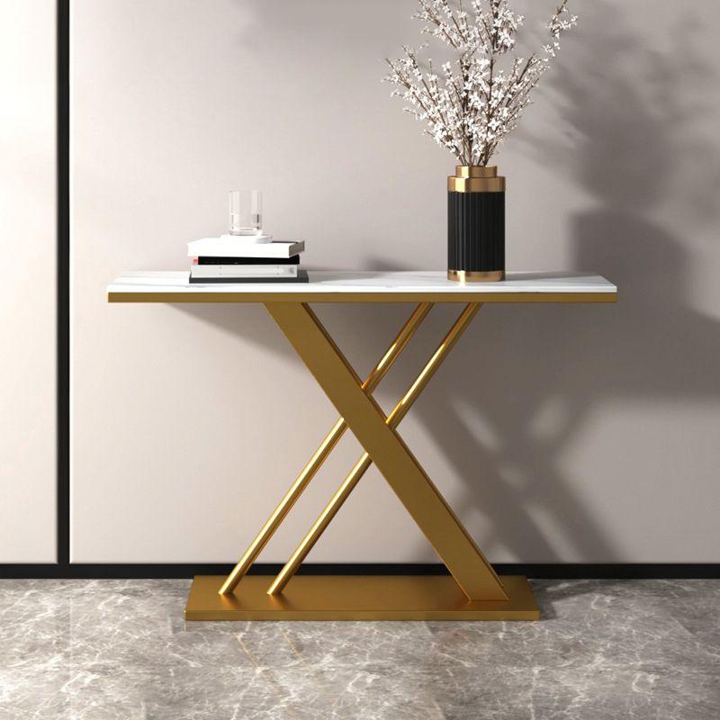 Console Table with PVD-Coated Metal Construction and Marble Top - Decor Mantra 