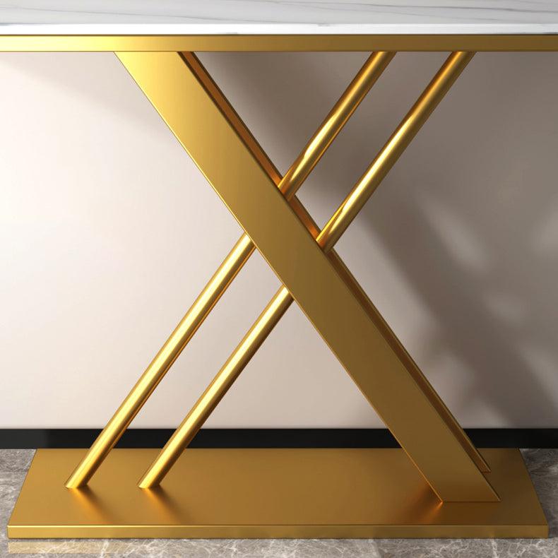 Console Table with PVD-Coated Metal Construction and Marble Top - Decor Mantra 