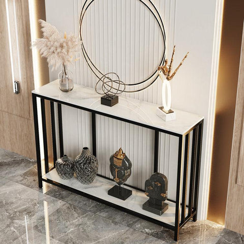 Long and narrow console table perfect for entryways or living room spaces. - Decor Mantra 