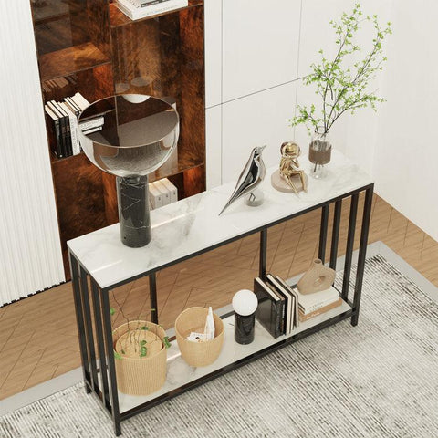 Long and narrow console table perfect for entryways or living room spaces. - Decor Mantra 