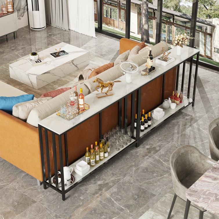 Long and narrow console table perfect for entryways or living room spaces. - Decor Mantra 
