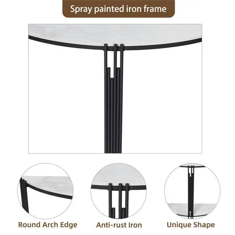 Elegant Marble-Topped Console Table with Storage Shelves for Modern Spaces - Decor Mantra 