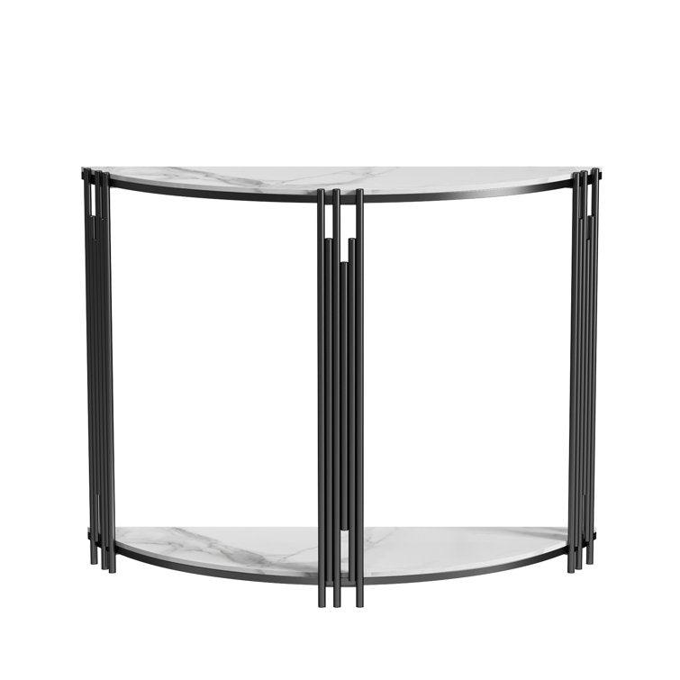 Elegant Marble-Topped Console Table with Storage Shelves for Modern Spaces - Decor Mantra 