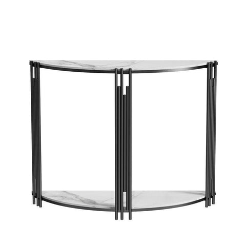 Elegant Marble-Topped Console Table with Storage Shelves for Modern Spaces - Decor Mantra 