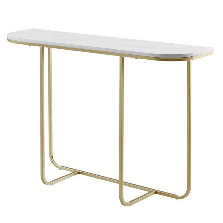Dominic Modern Console Table in Gold with Faux Marble Surface - Decor Mantra 