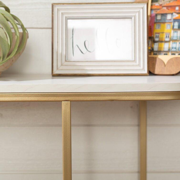 Dominic Modern Console Table in Gold with Faux Marble Surface - Decor Mantra 