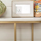 Dominic Modern Console Table in Gold with Faux Marble Surface - Decor Mantra 