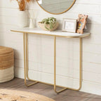 Dominic Modern Console Table in Gold with Faux Marble Surface - Decor Mantra 