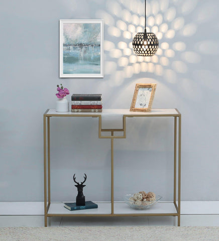 Console Table with White and Gold Metal Design - Decor Mantra 
