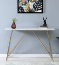 Console Table with White Finish and Porcelain Top - Decor Mantra 