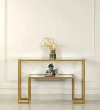 Console Table with Golden Metal Finish - Decor Mantra 