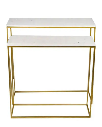 Set of 2 Marble-Topped Nested Console Tables DECORMANTRA