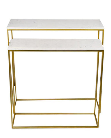 Set of 2 Marble-Topped Nested Console Tables