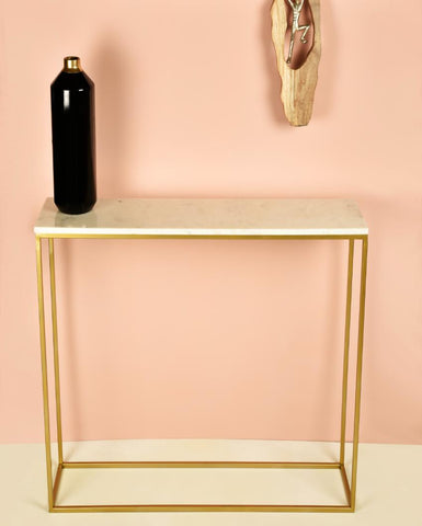 Set of 2 Marble-Topped Nested Console Tables