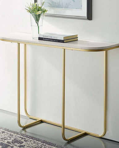 Gold-Finished Rectangular Console Table