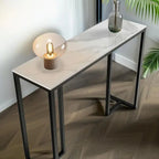 Elegant Marble Console Table on Metal Stand - Decor Mantra 