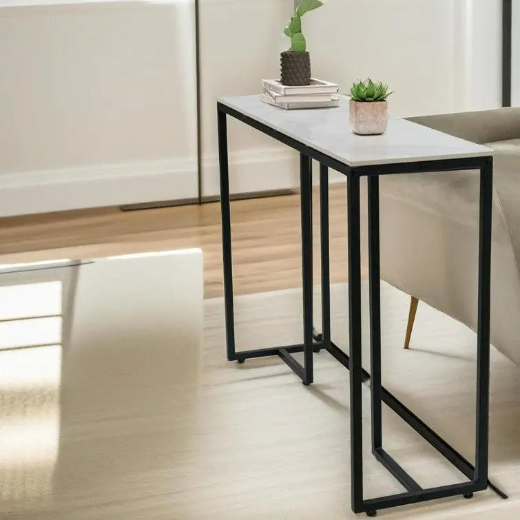 Elegant Marble Console Table on Metal Stand - Decor Mantra 